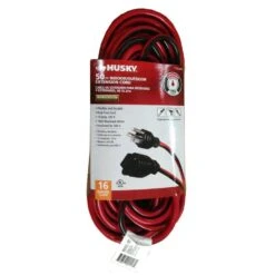 Husky 50 Ft. 16/3 Medium-Duty Indoor/Outdoor Extension Cord, Red And Black