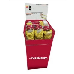 Husky 50 Ft. 14/3 Medium Duty Indoor/Outdoor Extension Cord With Multiple Outlet Triple Tap Lighted End, Yellow -Husky Tools Shop husky general purpose cords sjtw143050tripl 76 1000