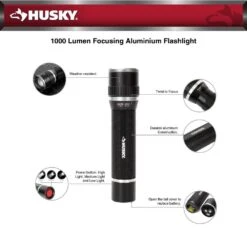 Husky 1000 Lumens Focusing Aluminum Flashlight -Husky Tools Shop husky handheld flashlights 91397 4f 1000