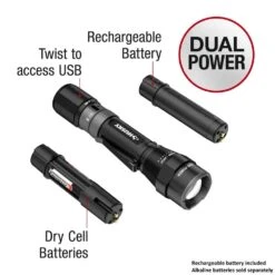 Husky 1200 Lumens Dual Power LED Rechargeable Focusing Flashlight With Rechargeable Battery And USB-C Cable Included -Husky Tools Shop husky handheld flashlights hsky1200dpfl 40 1000
