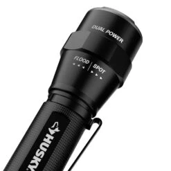 Husky 1200-Lumens Dual Power LED Rechargeable Focusing Flashlight With Rechargeable Battery And USB-C Cable Included (2-Pack) -Husky Tools Shop husky handheld flashlights hsky1200dpfl2pk 40 1000