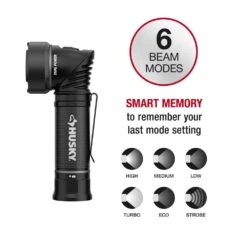 Husky 750 Lumens Dual Power LED Swivel-Head Rechargeable Flashlight With Pocket Clip And Rechargeable Battery -Husky Tools Shop husky handheld flashlights hsky750dpswf 1d 1000