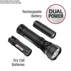 Husky 750 Lumens Dual Power LED Swivel-Head Rechargeable Flashlight With Pocket Clip And Rechargeable Battery -Husky Tools Shop husky handheld flashlights hsky750dpswf 31 1000