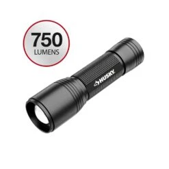 Husky 750 Lumens Focusing Aluminum LED Flashlight 3 Modes Impact And Water Resistant With Batteries Included -Husky Tools Shop husky handheld flashlights hsky750fa1pk 4f 1000