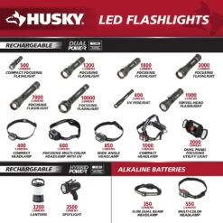 Husky 3000-Lumens Dual Power LED Rechargeable Tactical Focusing Handheld Flashlight -Husky Tools Shop husky handheld flashlights pvl flt 0023 d4 1000