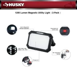 Husky 1200 Lumens Rechargeable Magnetic Utility Light (2-Pack ) -Husky Tools Shop husky handheld spotlights 90836 4f 1000