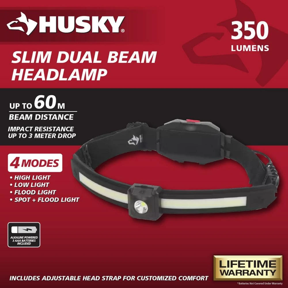 Husky 350 Lumens Slim Dual Beam Headlight 4 Husky 350 Lumens Slim Dual Beam Headlight - Image 2