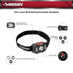 Husky 550 Lumens Compact Multi-Setting Dimmable Headlight -Husky Tools Shop husky headlamps 91398 1f 1000