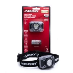 Husky 500-Lumens Dual Beam LED Headlamp 5 Modes Impact And Water Resistant With Batteries -Husky Tools Shop husky headlamps hsk1pk500lhl 1f 1000