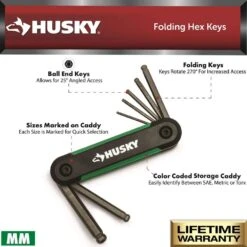 Husky Ball End Folding Hex Key (9-Pieces SAE And 8-Pieces MM) 14 Husky Ball End Folding Hex Key (9-Pieces SAE And 8-Pieces MM) -Husky Tools Shop husky hex key sets hbefhksm17pc 06 a0 1000