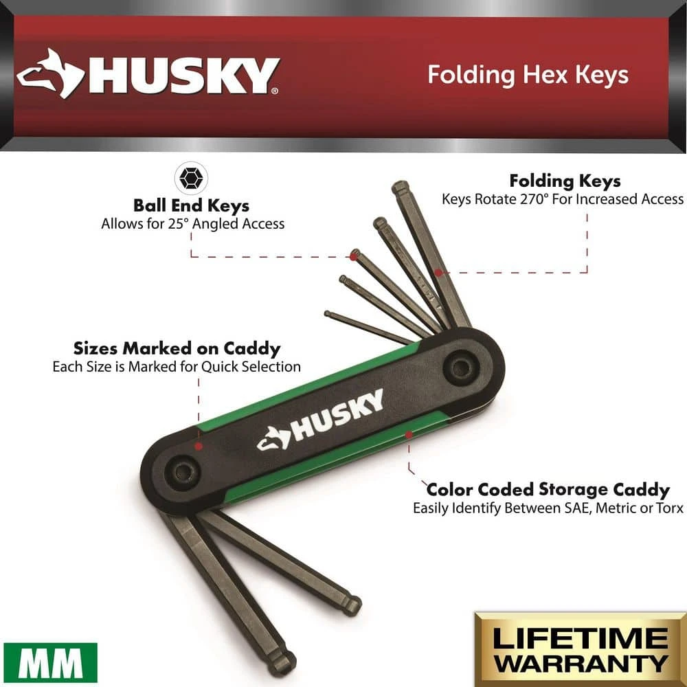 Husky Ball End Folding Hex Key (9-Pieces SAE And 8-Pieces MM) 6 Husky Ball End Folding Hex Key (9-Pieces SAE And 8-Pieces MM) - Image 4