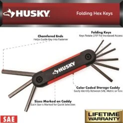Husky Folding Hex Key Set (9-Piece SAE, 8-Piece MM, 8-Piece Torx) -Husky Tools Shop husky hex key sets hfhk3pcset 06 40 1000