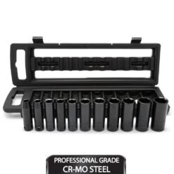 Husky 1/2 In. Drive Metric 6-Point Impact Socket Set With Storage Case (11-Piece)