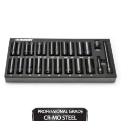 Husky 3/8 In. Drive SAE/Metric Deep Impact Socket Set In EVA Foam (24-Pieces)