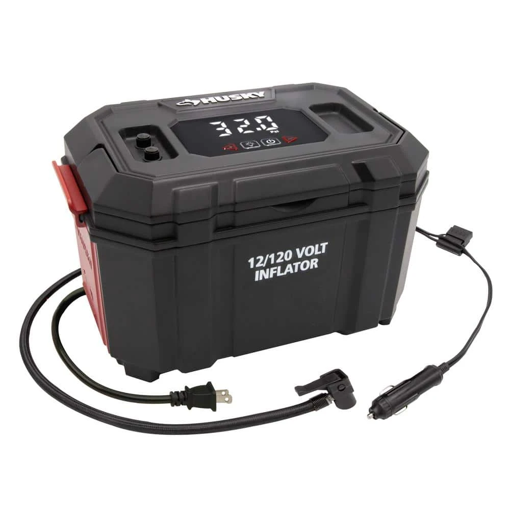 Husky 12-Volt/120-Volt Home & Auto Tire Inflator 3 Husky 12-Volt/120-Volt Home & Auto Tire Inflator