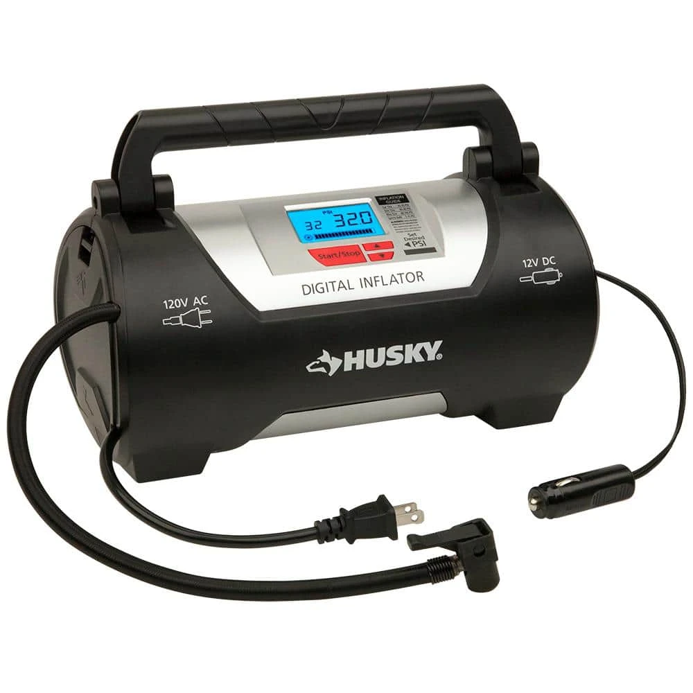 Husky 12/120 Volt Corded Electric Auto And Home Inflator 3 Husky 12/120 Volt Corded Electric Auto And Home Inflator