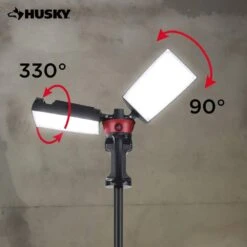 Husky 7000 Lumens Portable Corded LED Work Light With Tripod -Husky Tools Shop husky jobsite lighting 7901304012 1f 1000