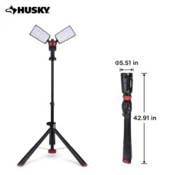 Husky 7000 Lumens Portable Corded LED Work Light With Tripod -Husky Tools Shop husky jobsite lighting 7901304012 77 1000