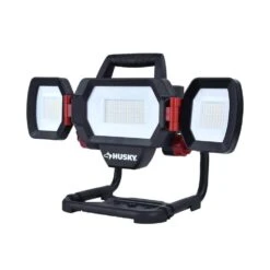 Husky 10,000 Lumen Three-Head Hybrid LED Work Light With Rechargeable Battery