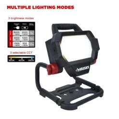Husky 6,000 Lumen Hybrid LED Work Light With Rechargeable Battery -Husky Tools Shop husky jobsite lighting 7903802012 44 1000