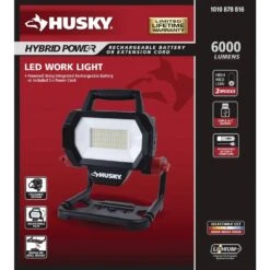 Husky 6,000 Lumen Hybrid LED Work Light With Rechargeable Battery -Husky Tools Shop husky jobsite lighting 7903802012 d4 1000