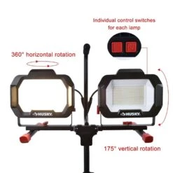 Husky 20,000 Lumen Two-Head Corded LED Work Light With Tripod -Husky Tools Shop husky jobsite lighting 7903805012 44 1000