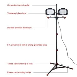 Husky 20,000 Lumen Two-Head Corded LED Work Light With Tripod -Husky Tools Shop husky jobsite lighting 7903805012 c3 1000