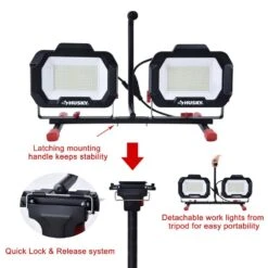 Husky 20,000 Lumen Two-Head Corded LED Work Light With Tripod -Husky Tools Shop husky jobsite lighting 7903805012 fa 1000