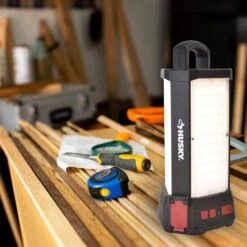 Husky 14,000 Lumen Area Utility Hybrid LED Work Light With Rechargeable Battery -Husky Tools Shop husky jobsite lighting 7904101012 d4 1000