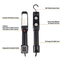 Husky 1800LM 120-Volt LED CORDED HANDHELD LIGHT -Husky Tools Shop husky jobsite lighting k40519 66 1000