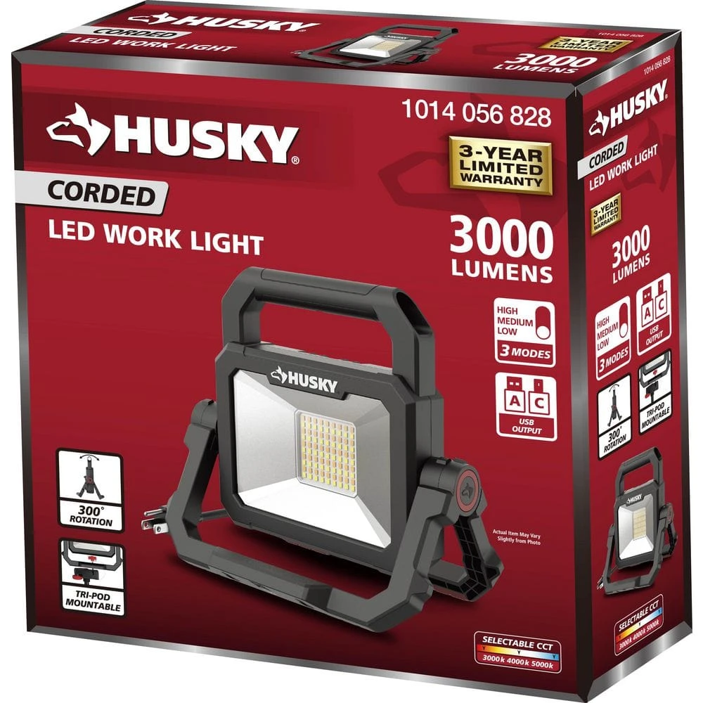Husky 3000 Lumen LED Portable Corded Work Light 4 Husky 3000 Lumen LED Portable Corded Work Light - Image 2