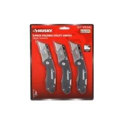 HUSKY 3-PACK FOLDING LOCK-BACK Utility Knife -Husky Tools Shop husky knife sets 00073 fa 1000