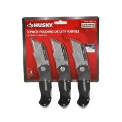 Husky Folding Lock-Back Utility Knife (3-Pack) -Husky Tools Shop husky knife sets 99732 44 1000