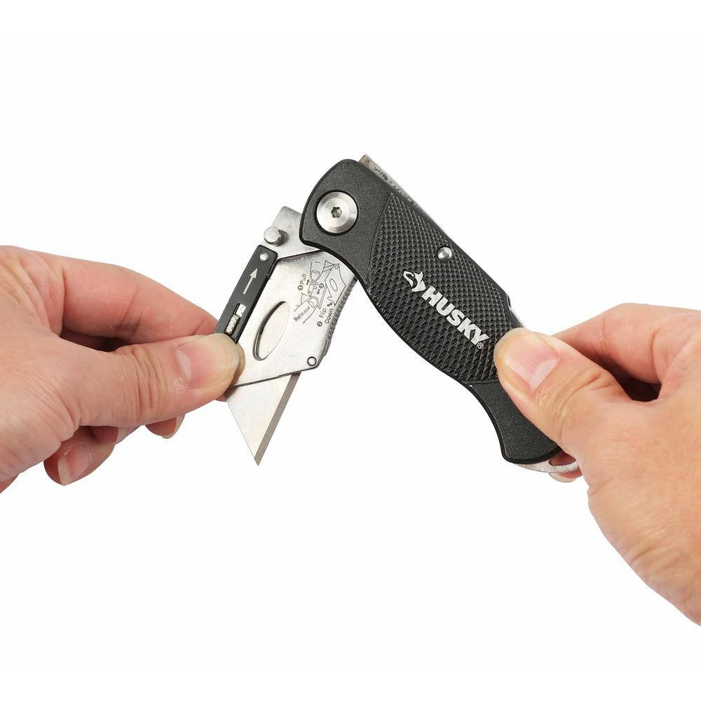 Husky Folding Lock-Back Utility Knife With 50 Blades In Dispenser (2-Piece) 6 Husky Folding Lock-Back Utility Knife With 50 Blades In Dispenser (2-Piece) - Image 4