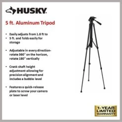 Husky 5 Ft. Aluminum Tripod -Husky Tools Shop husky level accessories 90963 a0 1000