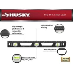 Husky Poly 24 In. I-Beam Level And 9 In. Torpedo Level (2-Pack) -Husky Tools Shop husky levels 00077 a0 1000
