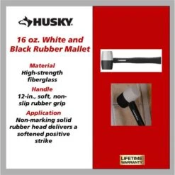 Husky 16 Oz. White And Black Rubber Mallet -Husky Tools Shop husky mallets 90690 a0 1000