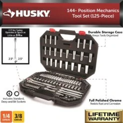 Husky 144-Position 1/4 In. And 3/8 In. Drive Mechanics Tool Set (125-Piece) -Husky Tools Shop husky mechanics tool sets h144125mts 40 1000