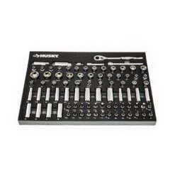 Husky 1/4 In., 3/8 In. And 1/2 In. 72-Tooth Ratchet Mechanics Tool Set With EVA (244-Piece) -Husky Tools Shop husky mechanics tool sets h244mtseva 4f 1000