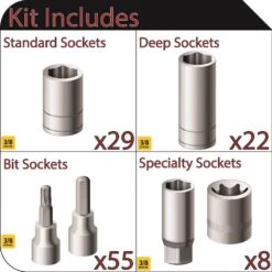 Husky 3/8 In. Drive 6-Point Socket And Bit Sockets (114-Pieces) -Husky Tools Shop husky mechanics tool sets h38skt114bas e1 1000