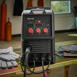 Husky Single Phase 140 Amp 120-Volt AC Gas MIG Wire Feed Welder With Gas Regulator -Husky Tools Shop husky mig welders pioneermig140 fa 1000