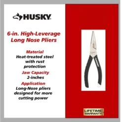 Husky 6 In. H Leverage Long Nose Pliers -Husky Tools Shop husky needle nose 90947 a0 1000