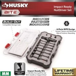 Husky BITE Metric Impact Ready Interchangeable Nut Driver Set With Cushion-Grip Handle (10-Piece) 14 Husky BITE Metric Impact Ready Interchangeable Nut Driver Set With Cushion-Grip Handle (10-Piece) -Husky Tools Shop husky nut driver sets hbnd10pcm 40 1000