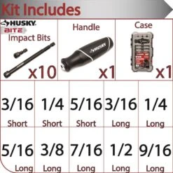Husky BITE SAE Impact Ready Interchangeable Nut Driver Set With Cushion-Grip Handle (10-Piece) -Husky Tools Shop husky nut driver sets hbnd10pcs 40 1000