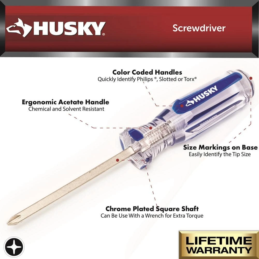 Husky #2 X 1-1/2 In. Square Shaft Stubby Phillips Screwdriver 4 Husky #2 X 1-1/2 In. Square Shaft Stubby Phillips Screwdriver - Image 2