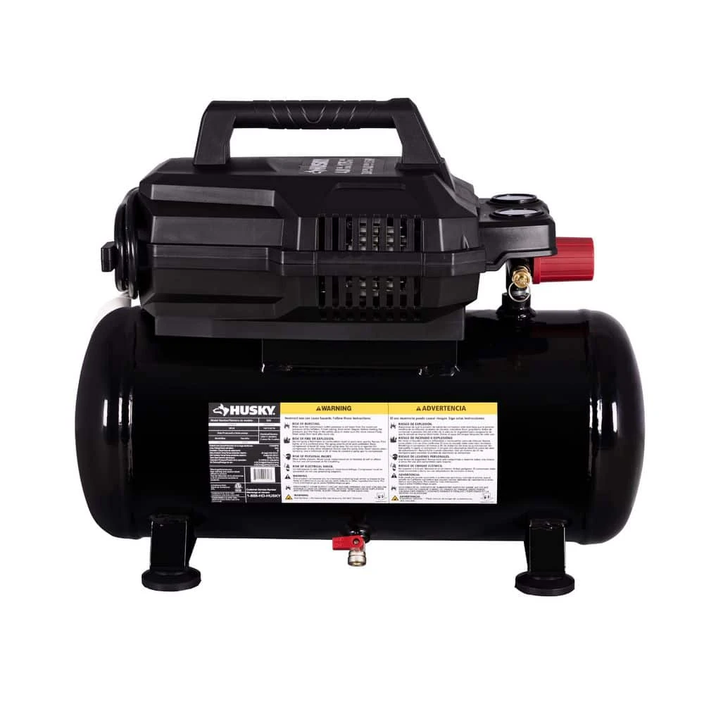 Husky 4 Gal. 175 PSI Electric Oil-Free High Performance Air Compressor With 25 Ft. Air Hose And 2-in-1 Brad Nailer/Stapler 5 Husky 4 Gal. 175 PSI Electric Oil-Free High Performance Air Compressor With 25 Ft. Air Hose And 2-in-1 Brad Nailer/Stapler - Image 3