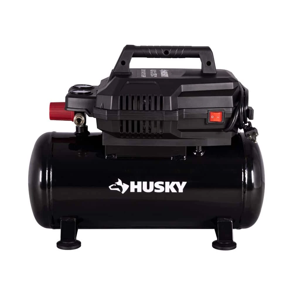Husky 4 Gal. 175 PSI Electric Oil-Free High Performance Air Compressor With 25 Ft. Air Hose And 2-in-1 Brad Nailer/Stapler 4 Husky 4 Gal. 175 PSI Electric Oil-Free High Performance Air Compressor With 25 Ft. Air Hose And 2-in-1 Brad Nailer/Stapler - Image 2