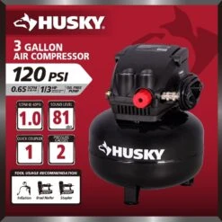 Husky 3 Gal. 120 PSI Portable Electric Oil-Free Light Duty Pancake Air Compressor With Fold Down Handle And 1-Quick Coupler -Husky Tools Shop husky portable air compressors 0210342a a0 1000