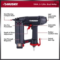 Husky HSKY 6 Gal. 150 PSI Portable Electric Pancake Air Compressor W/18GA Brad Nailer And Hose -Husky Tools Shop husky portable air compressors 02106415a c3 1000