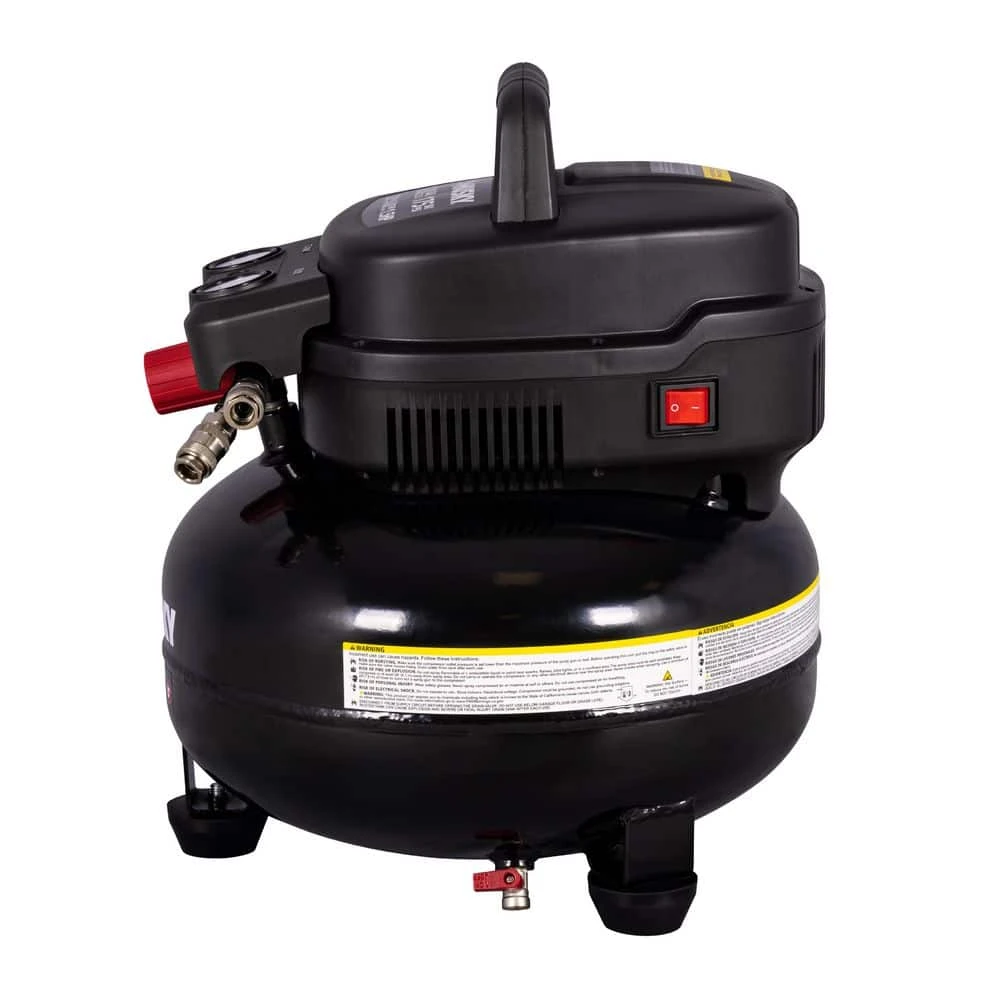 Husky 6 Gal. 175 PSI Electric Oil-Free High Performance Jobsite Pancake Air Compressor With Dual Gauges And 2-Quick Couplers 4 Husky 6 Gal. 175 PSI Electric Oil-Free High Performance Jobsite Pancake Air Compressor With Dual Gauges And 2-Quick Couplers - Image 2